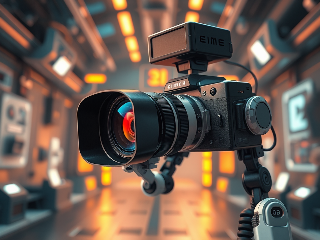 A futuristic camera mounted on robotic legs inside a sci-fi control room—featured in this week’s devlog about fixing Unity camera tracking issues.
