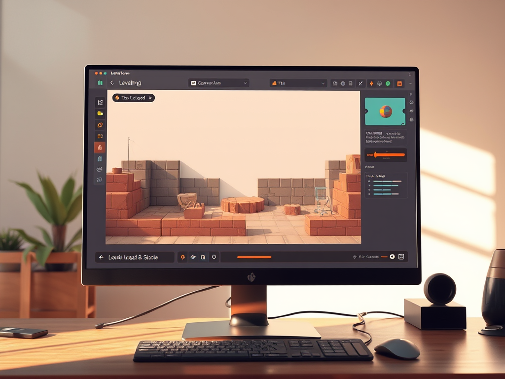 A modern workspace showing a Unity editor scene with blocky puzzle level design—featured in this week’s devlog about refining the level loader system.